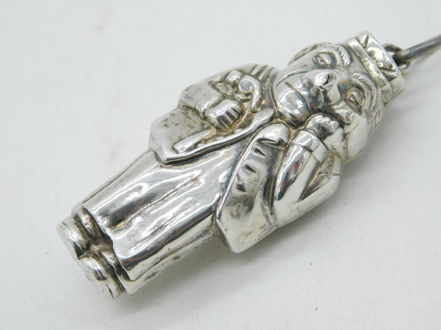 Scottish Sterling Silver Novelty Carpenter Baby Rattle Bell Antique 1929 Glasgow