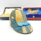 Early Victorian Jockey Riding Cap Hat Pin Cushion With Pins Antique c1850