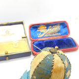 Early Victorian Jockey Riding Cap Hat Pin Cushion With Pins Antique c1850