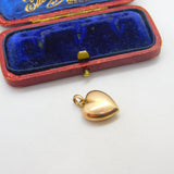 Victorian 9ct Rose Gold Puffy Heart Charm or Pendant Antique c1900