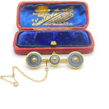 Triple Wedgwood Daisy Flower 15ct Yellow Gold Brooch Pin Antique Edwardian c1910