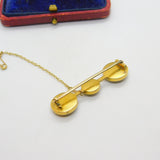 Triple Wedgwood Daisy Flower 15ct Yellow Gold Brooch Pin Antique Edwardian c1910