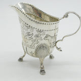 Sterling Silver Countryside Pattern Cows & Birds Cream Jug Antique 1928 London