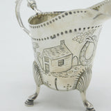 Sterling Silver Countryside Pattern Cows & Birds Cream Jug Antique 1928 London