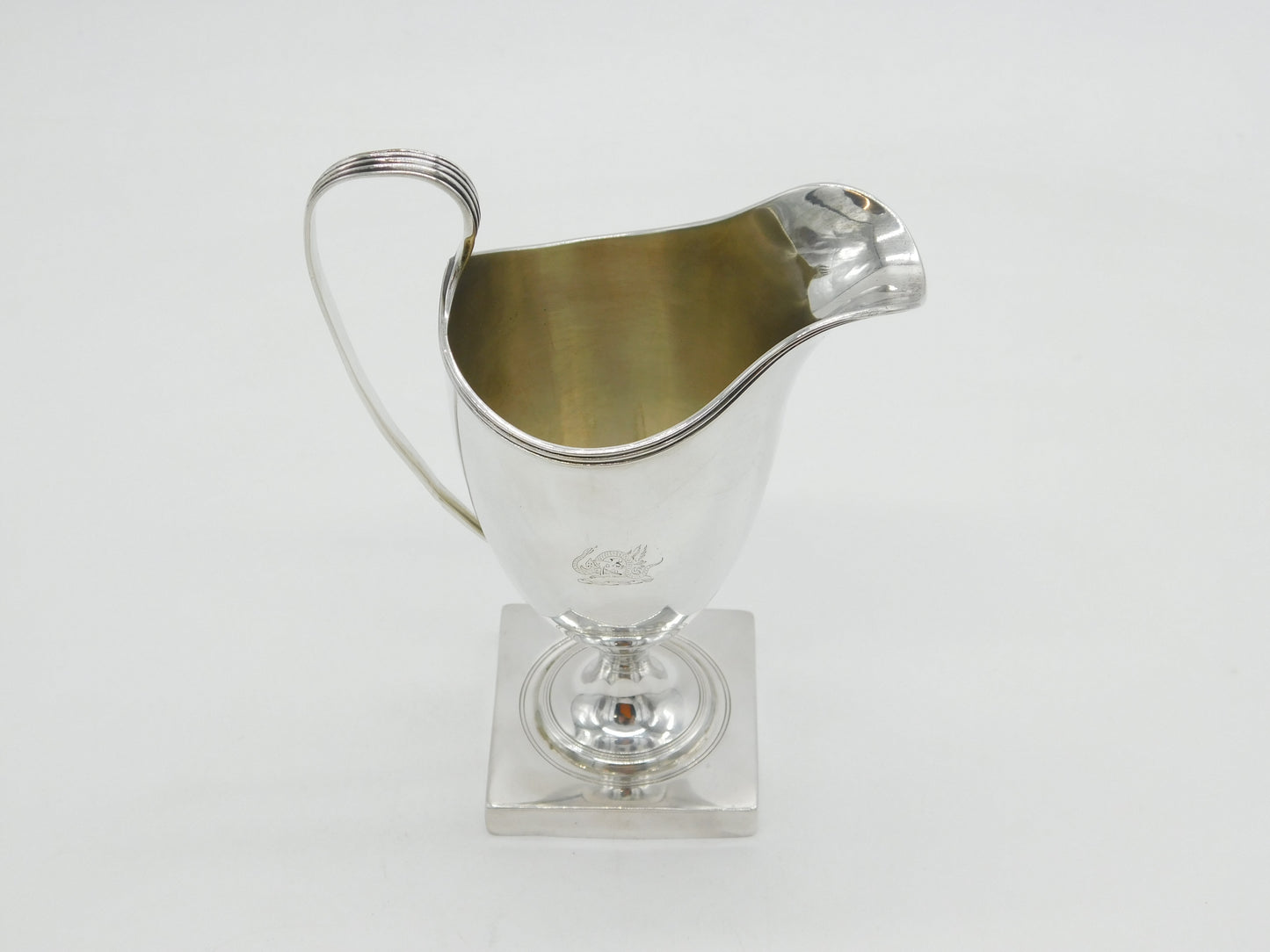 George III Sterling Silver Crested Helmet Cream Jug Antique 1794 London