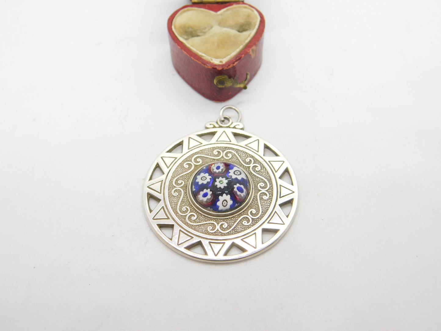 Caithness Jewellery Scottish Sterling Silver Millefiori Glass Pendant 1975