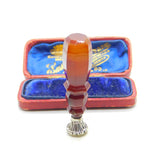 Victorian Carved Red Banded Agate, Sterling Silver Swallow Bird Desk Seal c1880