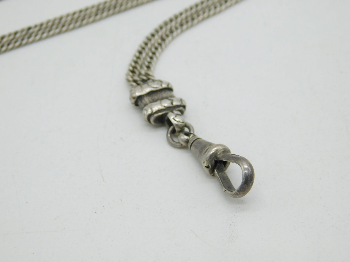 Victorian Sterling Silver Long Guard Muff Chain Antique c1860 132cm Length
