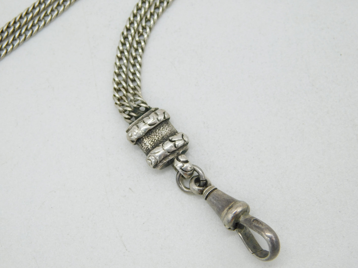Victorian Sterling Silver Long Guard Muff Chain Antique c1860 132cm Length