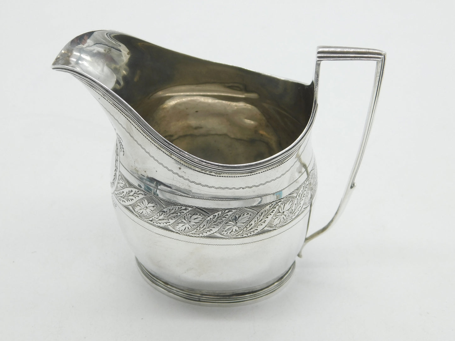 George III Sterling Silver Floral Pattern Cream Jug Antique 1800 London