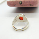 Arabic Sterling Silver & Carved Carnelian Intaglio Signet Ring Vintage c1960