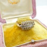 9ct Yellow Gold & 0.5ct Baguette Cut Diamond Modernist Ring Vintage c1980