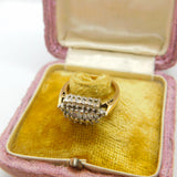 9ct Yellow Gold & 0.5ct Baguette Cut Diamond Modernist Ring Vintage c1980