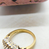 9ct Yellow Gold & 0.5ct Baguette Cut Diamond Modernist Ring Vintage c1980