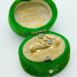 Victorian 9ct Yellow Gold, Sapphire & Diamond Crossover Ring Antique c1890