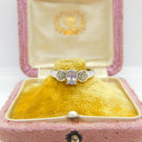 9ct White Gold, Tanzanite & Diamond Paste Dress Ring Vintage 2006 London