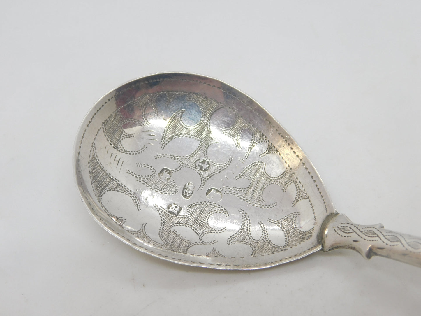George IV Sterling Silver Floral Tea Caddy Spoon Antique 1824 Birmingham