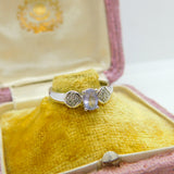 9ct White Gold, Tanzanite & Diamond Paste Dress Ring Vintage 2006 London