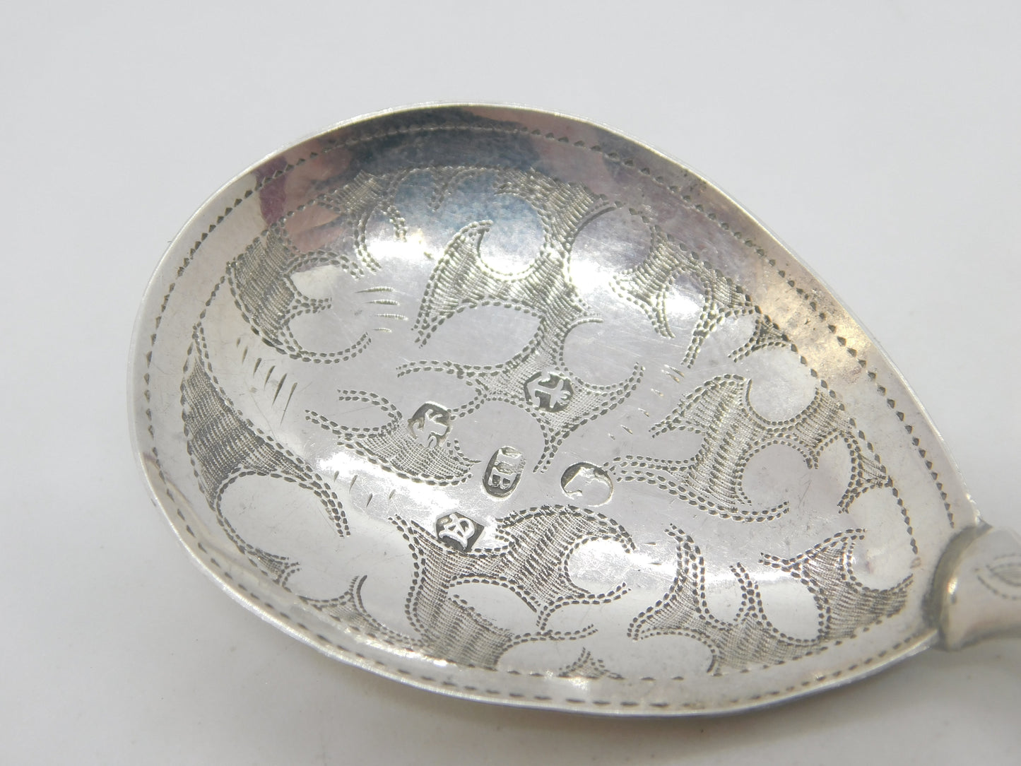 George IV Sterling Silver Floral Tea Caddy Spoon Antique 1824 Birmingham