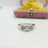 9ct White Gold, Tanzanite & Diamond Paste Dress Ring Vintage 2006 London