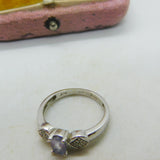 9ct White Gold, Tanzanite & Diamond Paste Dress Ring Vintage 2006 London