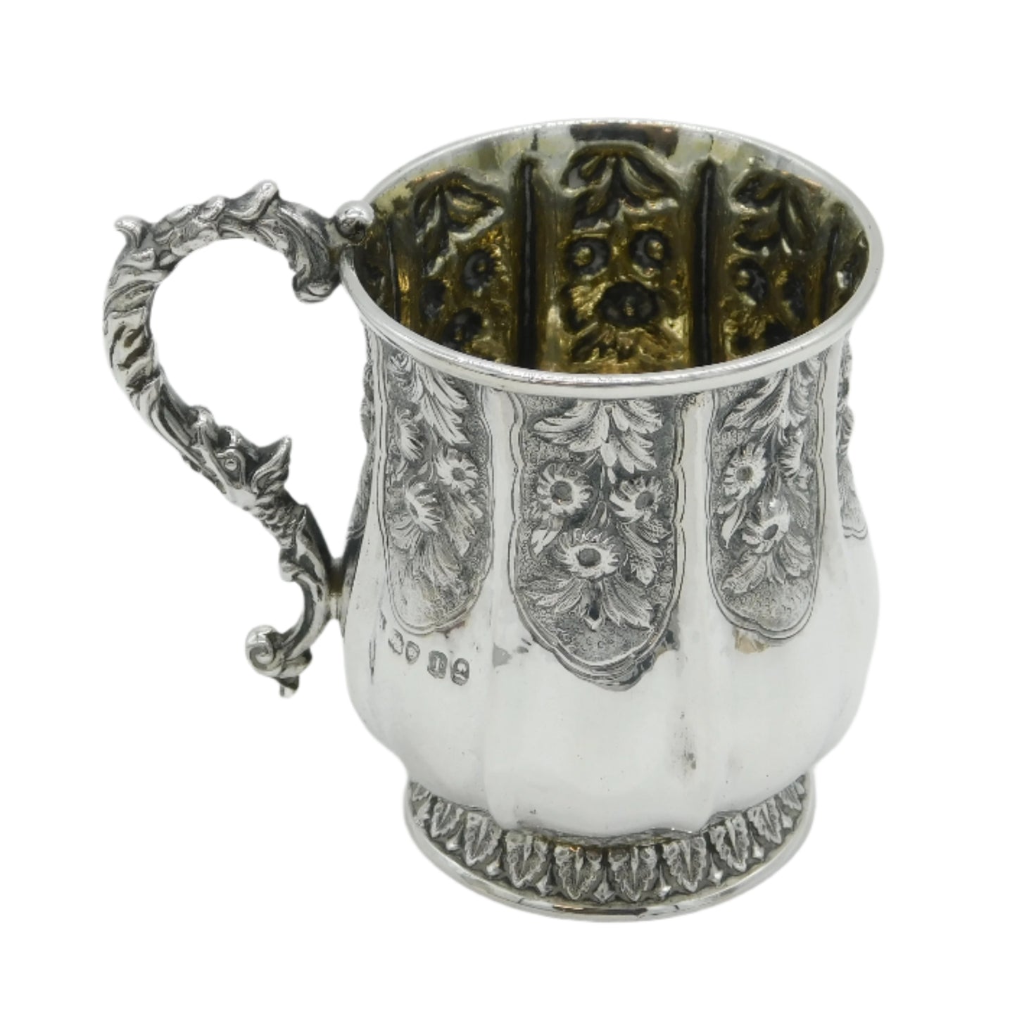 George IV Sterling Silver Floral & Dragon Christening Mug Antique 1826 London