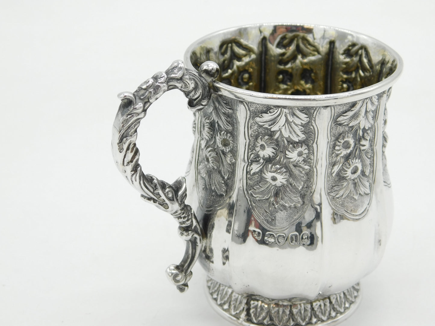 George IV Sterling Silver Floral & Dragon Christening Mug Antique 1826 London