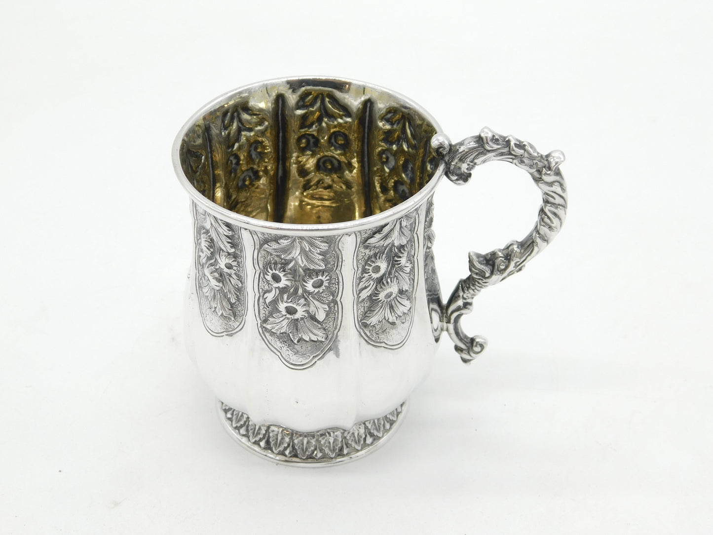 George IV Sterling Silver Floral & Dragon Christening Mug Antique 1826 London