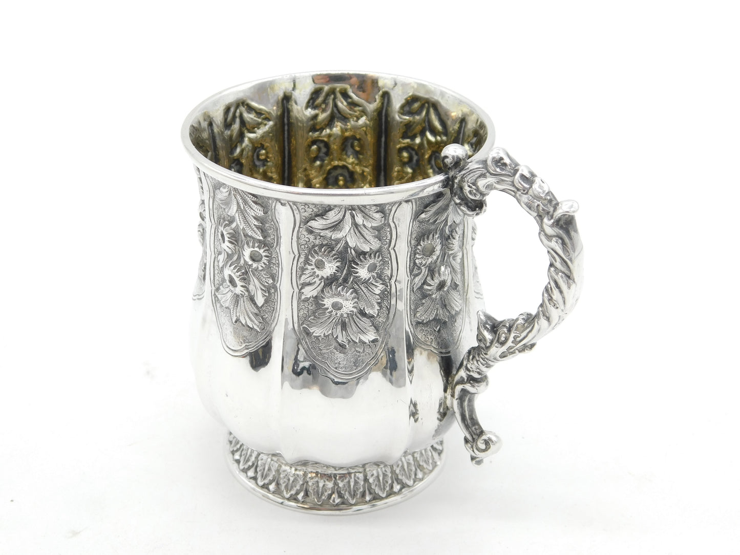 George IV Sterling Silver Floral & Dragon Christening Mug Antique 1826 London