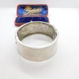 Victorian Aesthetic Movement Sterling Silver & Gold Floral Cuff Bangle c1880