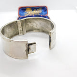 Victorian Aesthetic Movement Sterling Silver & Gold Floral Cuff Bangle c1880