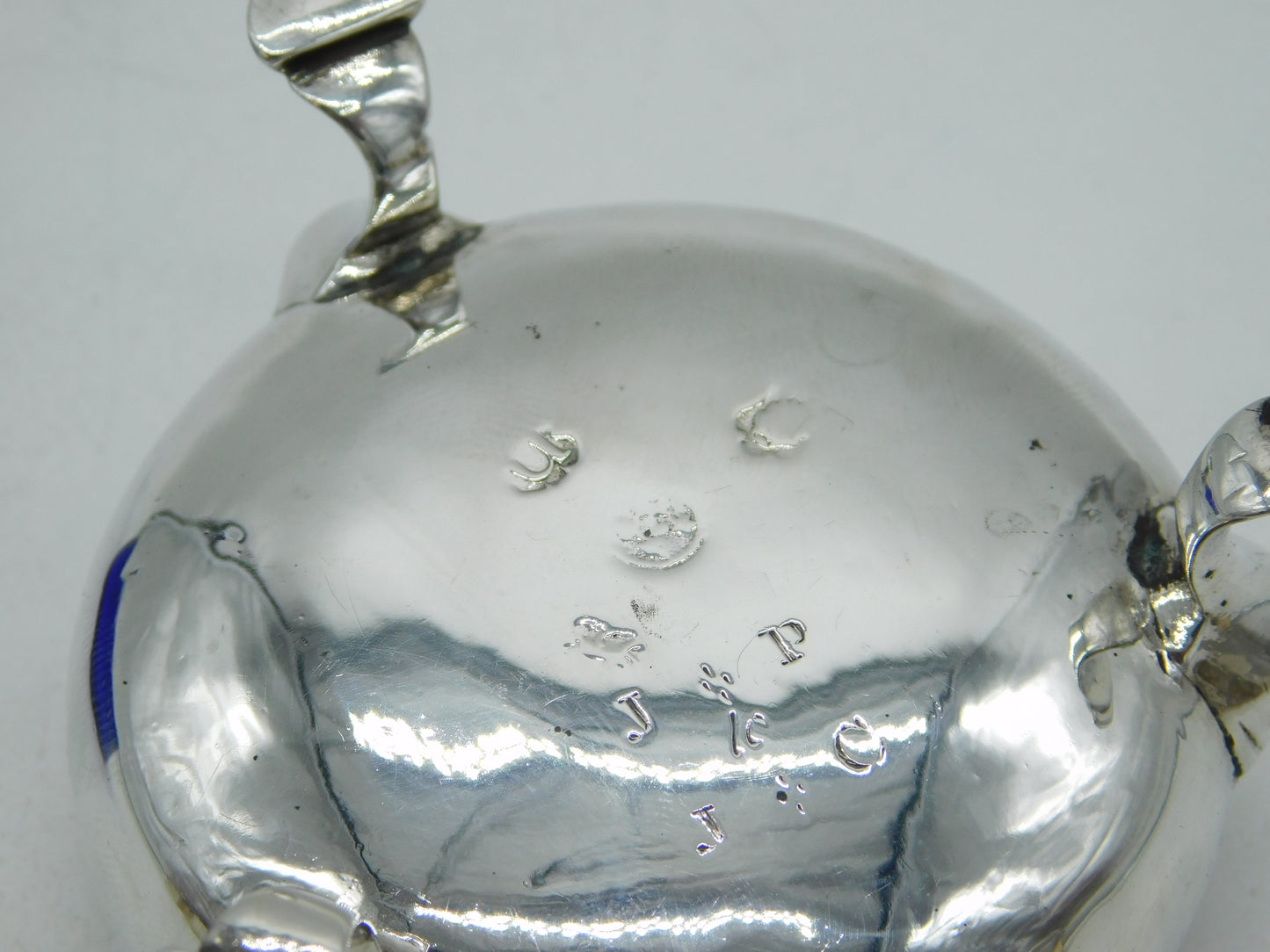 George II Sterling Silver Glass Lined Salt Cellar Antique 1755 London