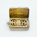 George III Sterling Silver Floral Pattern Vinaigrette Antique 1807 Birmingham John Shaw