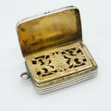 George III Sterling Silver Floral Pattern Vinaigrette Antique 1807 Birmingham John Shaw
