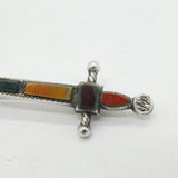 Scottish Victorian Sterling Silver & Agate Dirk Brooch Antique c1900 Edinburgh