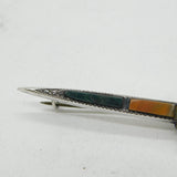 Scottish Victorian Sterling Silver & Agate Dirk Brooch Antique c1900 Edinburgh