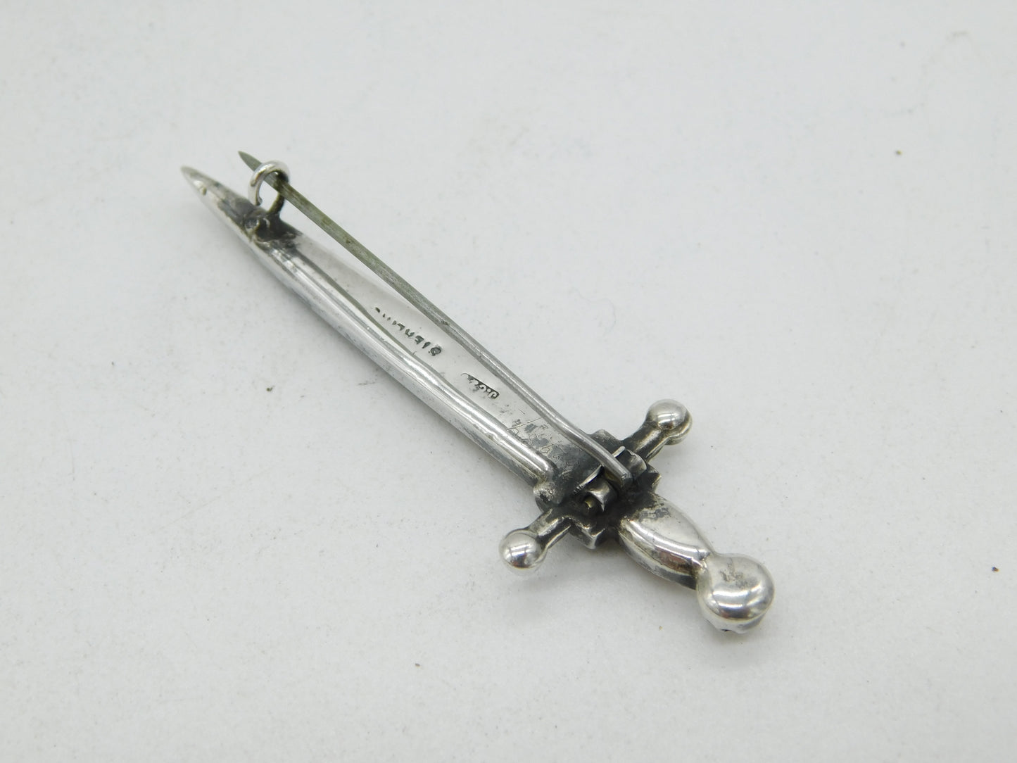 Scottish Victorian Sterling Silver & Agate Dirk Brooch Antique c1900 Edinburgh