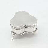 Sterling Silver Shamrock Shape Ring Box or Trinket Box 1918 Birmingham Antique