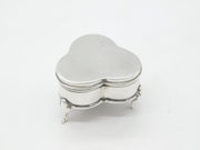 Sterling Silver Shamrock Shape Ring Box or Trinket Box 1918 Birmingham Antique