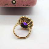 Victorian 9ct Yellow Gold, Amethyst & Pearl Set Floral Ring c1890 Antique