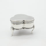 Sterling Silver Shamrock Shape Ring Box or Trinket Box 1918 Birmingham Antique