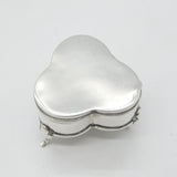 Sterling Silver Shamrock Shape Ring Box or Trinket Box 1918 Birmingham Antique