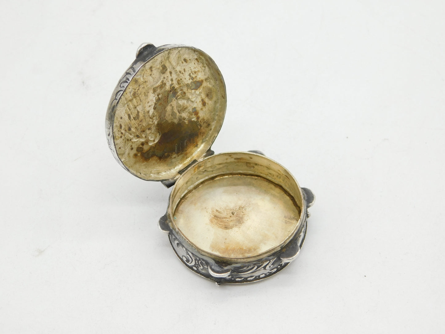 Victorian Sterling Silver Tambourine Form Pill Box Antique 1901 London