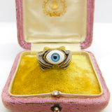 Sterling Silver Hands with All Seeing Eye Statement Ring Vintage c1970
