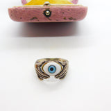 Sterling Silver Hands with All Seeing Eye Statement Ring Vintage c1970
