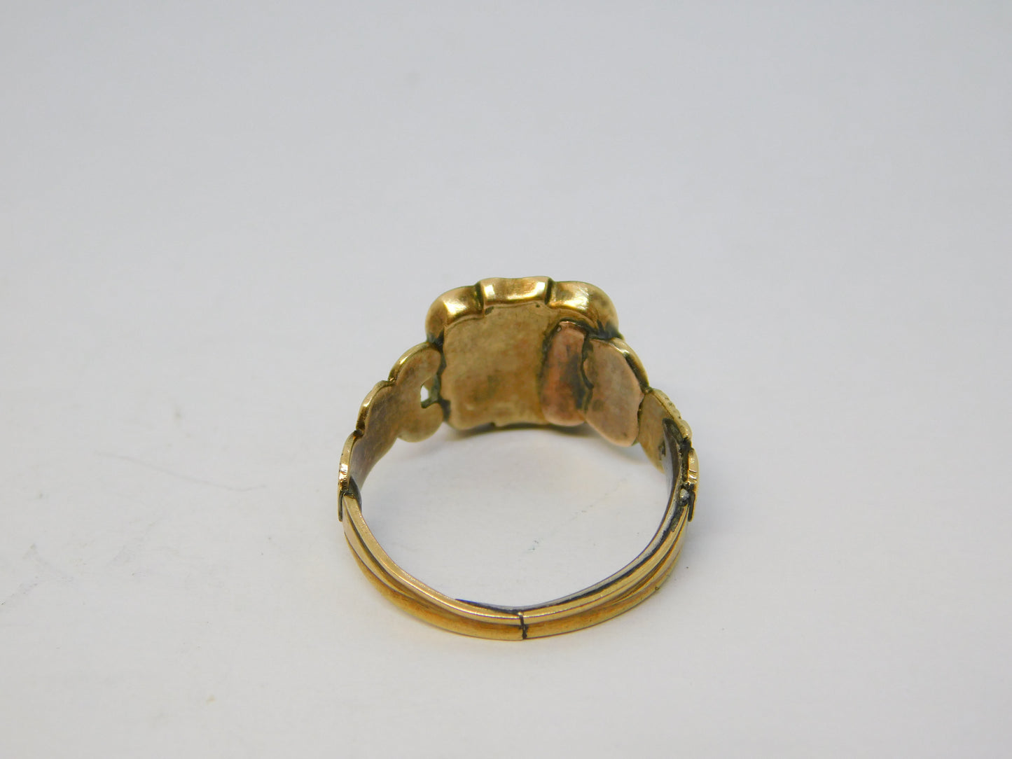 George III 15ct Yellow Gold Hair Set Floral Mourning Ring Antique c1820
