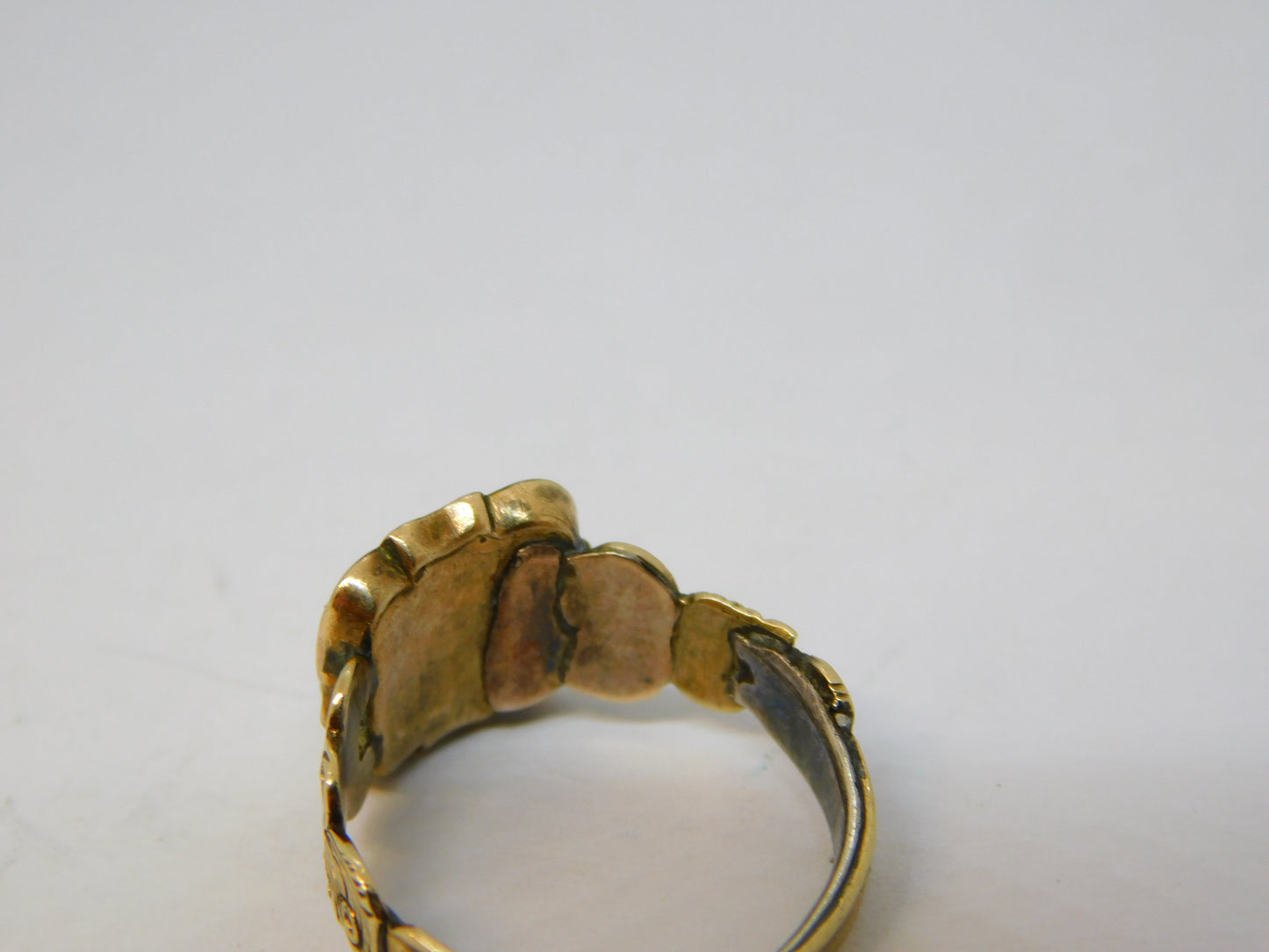 George III 15ct Yellow Gold Hair Set Floral Mourning Ring Antique c1820