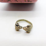 Sterling Silver Double Aries the Ram Zodiac Band Ring Antique c1940 Art Deco