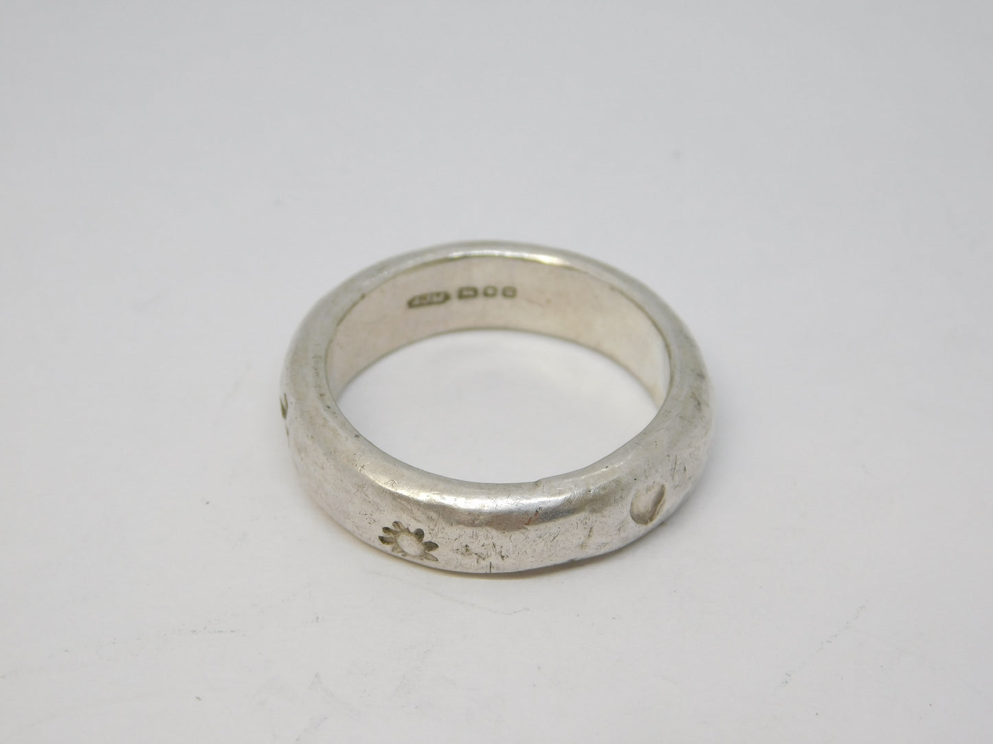 Amanda Mansell Sterling Silver Flower & Cross Band Ring Vintage 1994 London