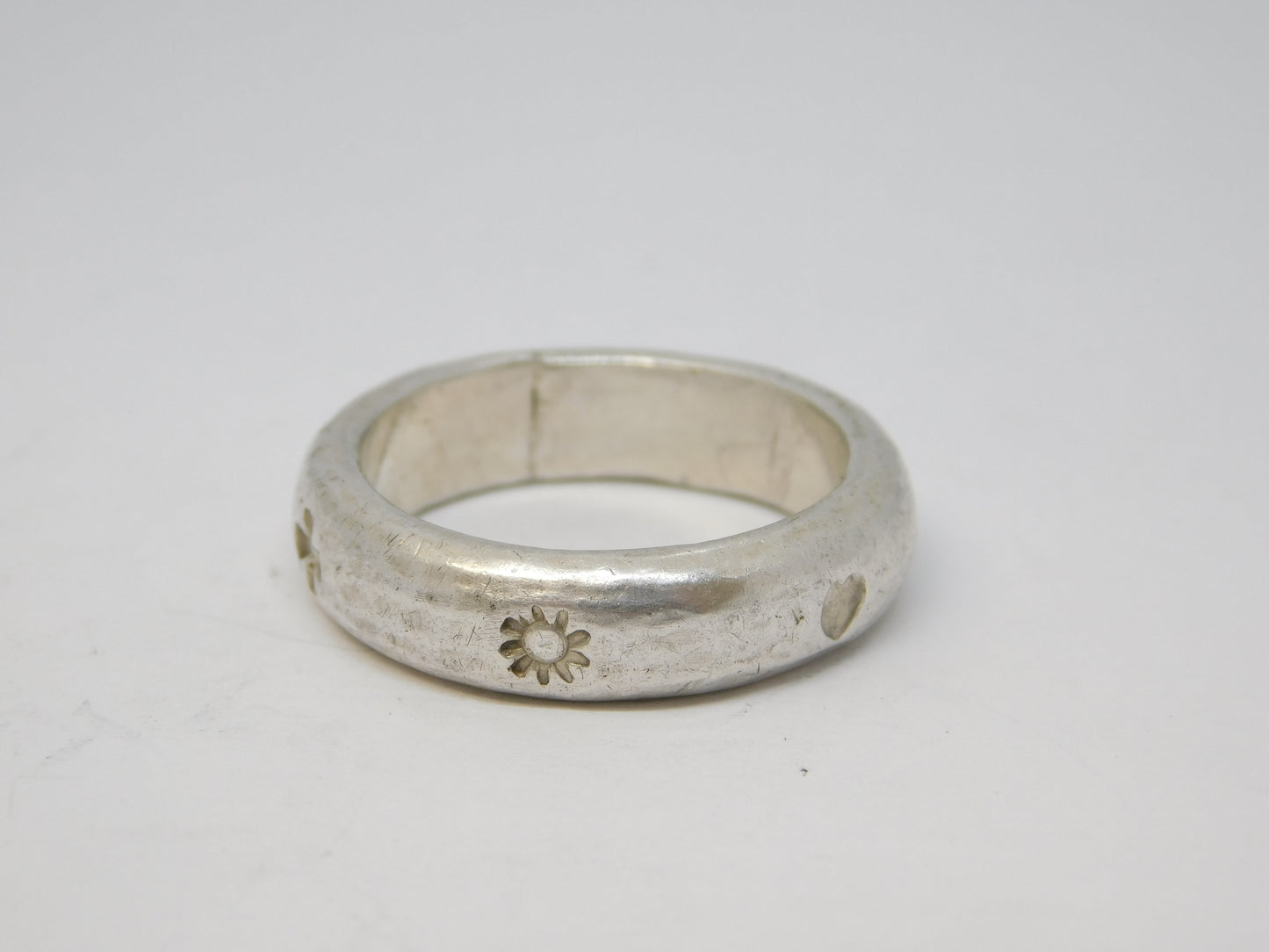 Amanda Mansell Sterling Silver Flower & Cross Band Ring Vintage 1994 London